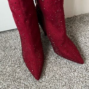 Jessica Simpson Red Studded Heeled Boots
